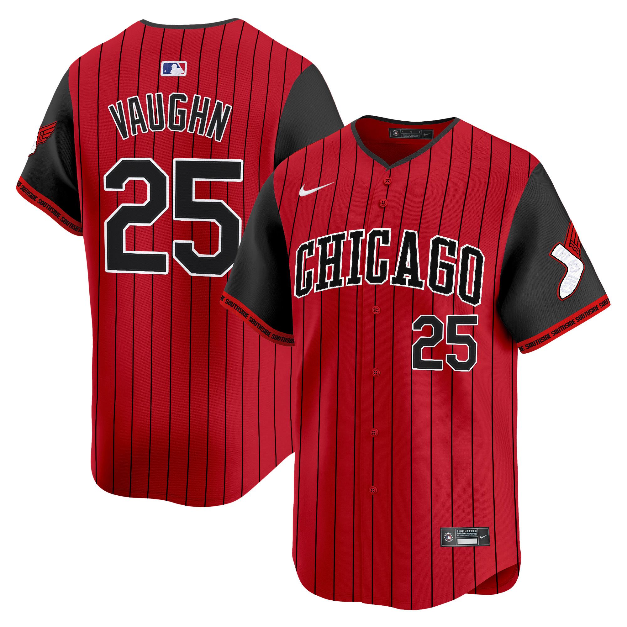 Men Chicago White Sox #25 Vaughn Red Stripe Nike 2025 City Connect Vapor Premier Limited MLB Jersey->chicago white sox->MLB Jersey